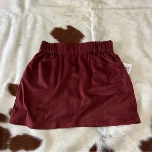NWT Burgundy Suede Mini Skirt with Pockets